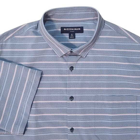 Mizzen & Main Leeward Dress Shirt, Chambray-look Performance Fabric, sz XL - Picture 1 of 11